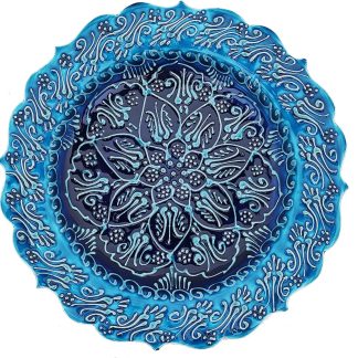 Ayennur-Turkish-Ceramic-Decorative-Plate-Navy-Blue